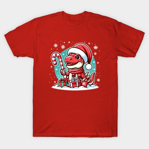 Christmas T-Rex T-Shirt by Sketchy